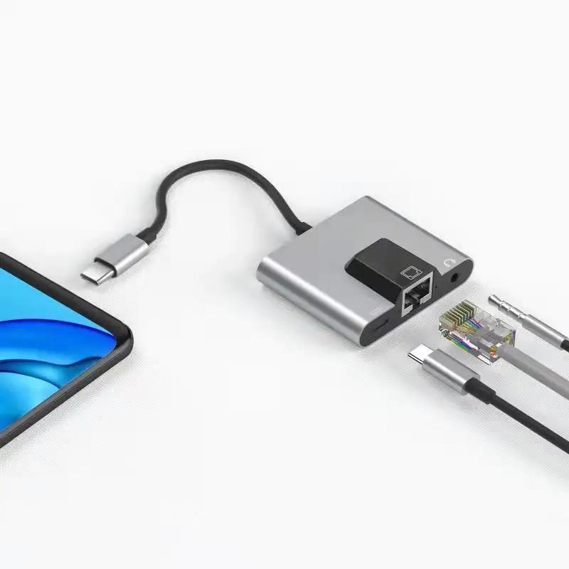 OTG ̴ USB , USB C to RJ45 ̴ LAN  Ʈũ, CŸ Ʈ ޴  ȯ, 100mbs, 3.5mm